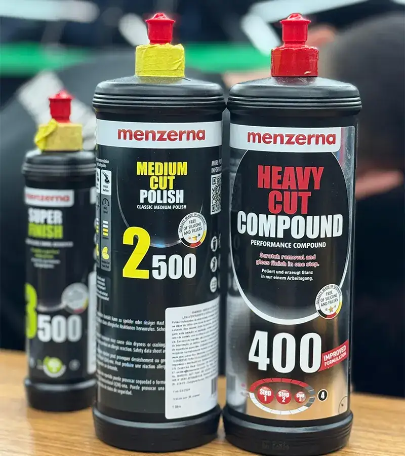 Compostos Menzerna usados no polimento de pintura em Brasília na 4Fast Detail